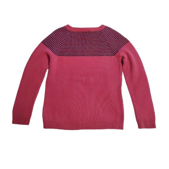 Talbots Pink and Navy Striped Lambs wool Sweater Size MP - Picture 5 of 7